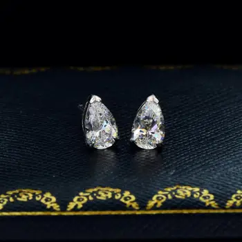 Elegantno Kaplja Vode Stud Diamant Uhan Realno 925 sterling srebrni Nakit Posla Poročni Uhani za Ženske Poročne Bijou