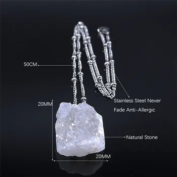 2020 Bela Naravne Crystal iz Nerjavečega Jekla Čar Ogrlica za Ženske/Moške Srebrne Barve Nakit collares de acero inoxida N5044S04