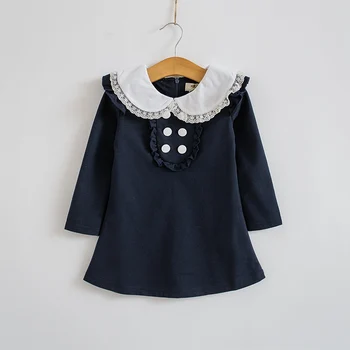 2020 Pomlad Jesen Nov Prihod Bombaž Korejsko Dekle Obleko Lutka Ovratnik, Dolgi Rokavi Priložnostne Mini Obleka Otroška Oblačila Stranka Maturantski Ples