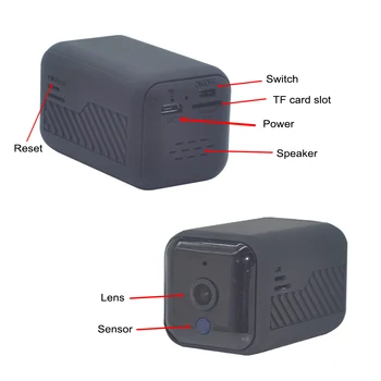 OUERTECH Baterije WIFI, MINI Kamera Ir Night Vision s TF card slot skrita kamera
