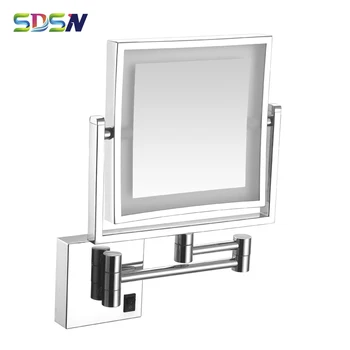 LED Kopalnica Ogledalo SDSN Poliran Krom Kopalnica Ogledala Kvadratnih Povečevalno Chrome LED Kopel Ogledala Kopalnica Kozmetično Ogledalo