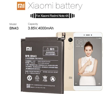 Original Baterija Telefona za Xiomi Redmi Opomba 4X 3G+32GB Baterije Xiaomi hongmi Opomba 4 Globalni BN43 Zamenjava Baterije bateria
