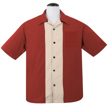 Vroče Prodaje 50S Barvo Rockabilly Bowling Srajce Plus Velikost Priložnostne Bombaž Klub Majice s Kratkimi Rokavi Moški Bluzo 3XL