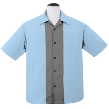 Vroče Prodaje 50S Barvo Rockabilly Bowling Srajce Plus Velikost Priložnostne Bombaž Klub Majice s Kratkimi Rokavi Moški Bluzo 3XL