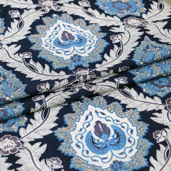 100 cm*140 cm Modra Damask Vzorec Viskoza Tkanine, Mehko Rajon Obleko Materiala