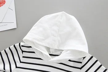 Otroška oblačila postavlja nove otroška oblačila bo ustrezala fantje kombinezon streped hooded vrh+kombinezon kompleti za 0-4 yrs baby obrabe