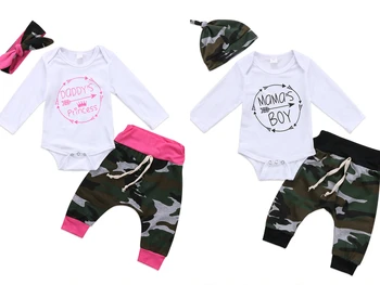 3Pcs/Set Newborn Baby Fantje Dekleta Pismo Romper +Prikrivanje Hlače Klobuk Otroke, Otroška Oblačila, Obleke