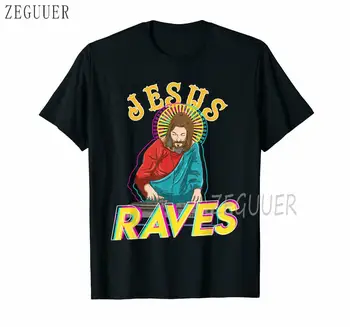 Jezus Raves Saint Postane DJ EDM Stranka Anime Hip Hop Moških Harajuku T-shirt Kratek Rokav Print Majica s kratkimi rokavi Modno Elegantna Tshirt Moški