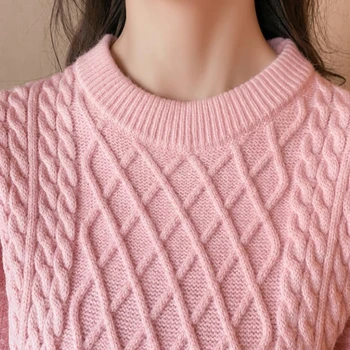 Leni pulover ženske jeseni, pozimi 2020 nova barva preprost srednje dolžine Puloverju svoboden in vsestranski vrhnja oblačila