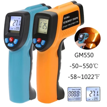 -50~550C 1022F Infrardeči Termometer Laser-točka IR Temperatura Pištolo Digitalni Non Stik GM550 Industrijske Pyrometer IR Laser C/F