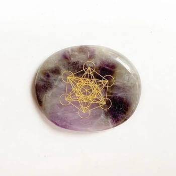 Naravni Kristal Ametist Palm Kamen Metatron Kocka Sveto Geometrijo Simbol, Vijolični Kristal, Kamen Obrti