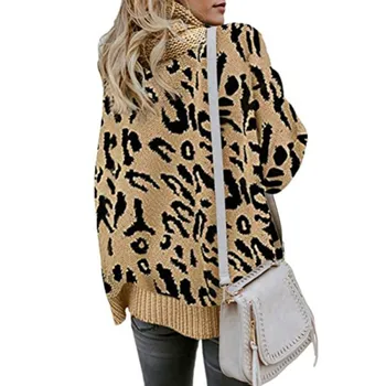 2020 Jeseni in Pozimi Nove Ženske Priložnostne Split Pulover Leopard Dve River Pulover Ženske, zimska oblačila pulover