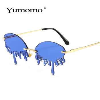 Nova Moda Rimless sončna Očala Ženske Letnik Edinstveno Obliko Solze Steampunk Ženska sončna Očala Gafas Odtenki UV400 Oculos Feminino