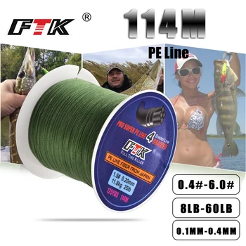 FTK 4 Sklope PE laksa 110+14M Narejeni Iz Ultra-High Strength PE Vlakna Za Krapa Fishiang Dodatki za Multifilamentno Line