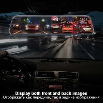 JADO 2019 G840 12-palčni Pretakanje RearView Mirror Avto Dvr Kamera Dashcam FHD Dvojno 1080P Objektiv Vožnje Video Snemalnik Dash Cam