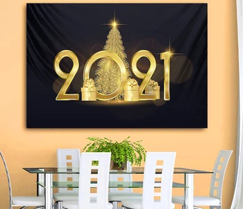 Srečno Novo Leto 2021 Božič Natisnjeni Dnevna Soba, Spalnica Dekoracijo Wall Mount Mandala Tapiserija, Joga Mat Preprogo Doma Dekoracijo