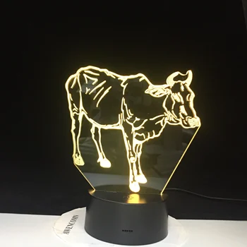 Vroče Novih 7 Barv Spreminjanje 3D Bulbing Svetlobe, Vode Buffalo Krava iluzijo LED Lučka za Ustvarjalno Živali Slika Igrača Božično Darilo 3054