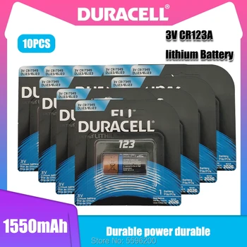 10PCS Original DURACELL CR123A CR123 123A 123 CR17345 3V Litijeva Baterija Za Fotoaparat Zvonec Dima Alarm Igrača Suho Primarne Baterije