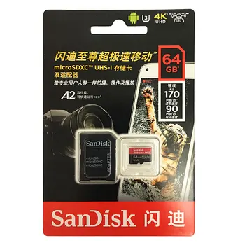 SanDisk Micro SD Pomnilniška Kartica 64GB 128GB 256GB 512GB MicroSD Max 170MB/s Extreme PRO microSDXC UHS-I TF kartice Brezplačno adapter
