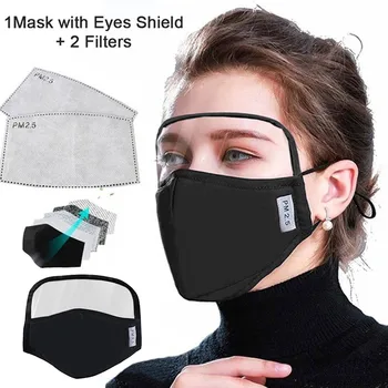 Bombaž Poliester Dustproof Maske na Prostem Zaščitni Obraz Masko z Očmi Ščit + 2 Filtri za Ženske in Moške Pohodniške Usta Pokrov
