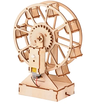 3D DIY Električna Plovila Ferris Wheel Puzzle Igra Lesene Model Gradnjo Kompleti Znanost Izobraževalne Igrače za Otroke Darilo