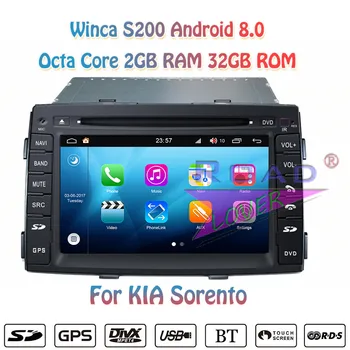 Winca S200 Android 8.0 Avto DVD Predvajalnik Radio Za KIA Sorento 2010 2011 2012 Stereo GPS Navigacija Magnitol 2 Din Video HD Zaslon