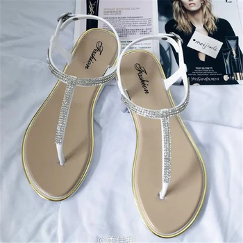 2020 nove ženske čevlje T-oblikovane posnetek sandali ravno dno ravno pete jelly čevlji ženski Roman sandali copate plaži čevlji ženske