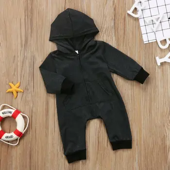 0-24M Baby Boy Oblačila za Malčke Toplo Dolgimi Rokavi, Zadrgo Romper Novorojenčka Otroci Jumpsuit Kapuco Jopica Punca Obleke