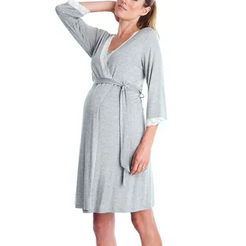 Brezplačno Nesreča Visoke Kakovosti Womens Mati Čipke Pregnants Priložnostne Zdravstvene Nege Otroka Za Porodniški Pižamo Noč-Robe Oblačenja