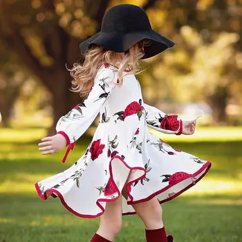 Pudcoco Dekleta Obleke 2019 Moda Otroci, Dekleta, Obleko risanka Dolg rokav princesa obleko modne otroci obleke otroška oblačila