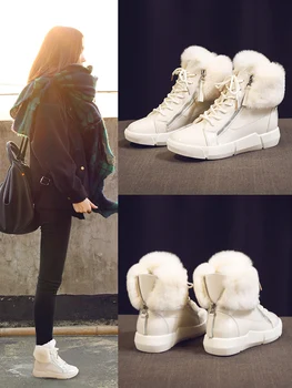 2019 Nove Zimske Ženske Snow Škornji Nepremočljiva Ins Vroče Svetlobe Ženski Bombaž Čevlji Platform Mode Krzno Sneg Škornji