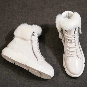 2019 Nove Zimske Ženske Snow Škornji Nepremočljiva Ins Vroče Svetlobe Ženski Bombaž Čevlji Platform Mode Krzno Sneg Škornji