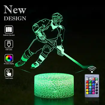 Dropshipping Hockey 3D LED Nočna Lučka LED Šport Iluzijo Daljinski upravljalnik namizne Svetilke Namizna Nočna Rojstni dan, Božič Otroci Darilo