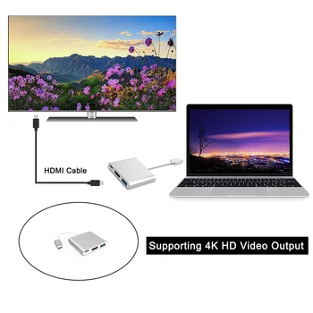 USB 3.1 Vrste C, USB-C HDMI Adapter za Apple Macbook macbook pro(Boben 3-vrata opremljena)