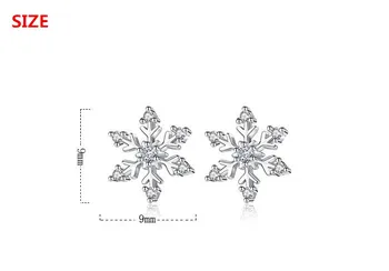 925 sterling silver fashion sijoče kristalno snežinka ženske'stud uhani nakit za ženske Anti alergijo padec ladijskega prometa, poceni
