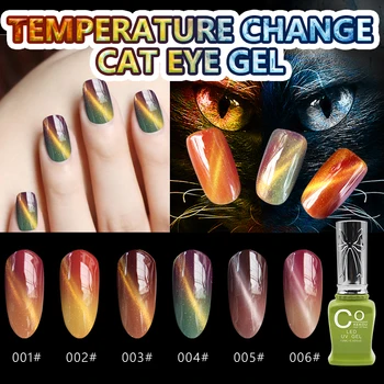 CoKEKOU Magnet 3D Mačka Oči UV Gel lak Bleščice za Nohte Temperatura Barva Spreminja, dolgotrajno Nohte, Gel lak, gel lak