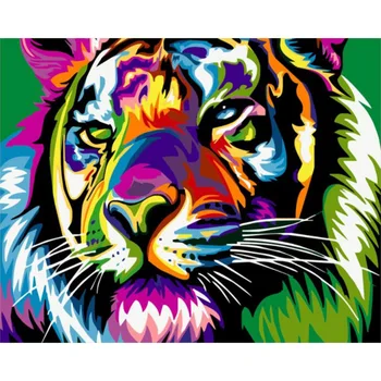 GATYZTORY brez okvirjev 40x50cm Tiger Živali, Barvanje Z Številkami DIY Za Edinstveno Darilo Barve Z Številk Za Odrasle Stenski Dekor Wall Art