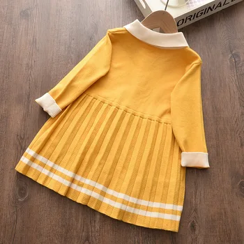 2020 jeseni novo obleko za deklice, preprosta modna river dolg rokav otroci obleke za dekleta 3-8 let dekliška oblačila