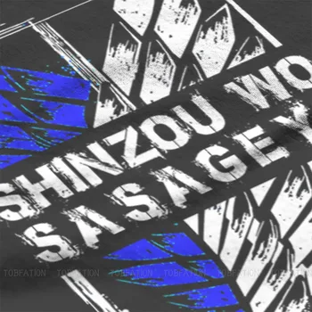 Shinzou Ig Sasageyo Moda TShirts Napad Na Titan Er Mikasa Levi Anime Moški Slog Čistega Bombaža Vrhovi T Shirt Preobsežne