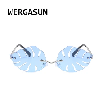 WERGASUN 2020 Nov Modni Listje sončna Očala Ženske, Moške blagovne Znamke Rimless Design Očala Luksuzni Trendi sončna očala UV400