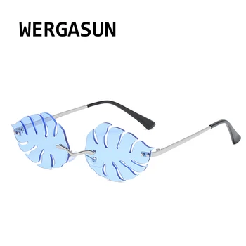 WERGASUN 2020 Nov Modni Listje sončna Očala Ženske, Moške blagovne Znamke Rimless Design Očala Luksuzni Trendi sončna očala UV400