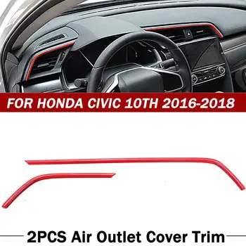 2PCS Rdeča, ABS Auto Avto Zrak Vtičnico Okvir Pokrova Trim Za Honda Civic 10. 2016-2018 Spremenjen Central Air Outlet Trim