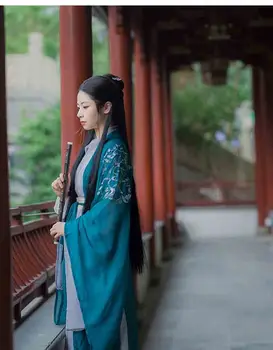 Kitajski Tradicionalni Hanfu Ženske Luksuznih Ženskih Cosplay Fancy Oblačenja Noša Modro Jakno Hanfu Sivo Obleko Za Ženske Velikosti