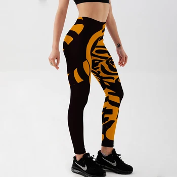 Qickitout Seksi Ženske Dokolenke Digital Print Rumena Tiger Grafiti Push Up Fitnes Legging Slim vaja Legging