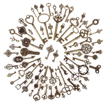 70 kosov Vintage Čare Mešani Ključe Obesek Antično bronasti ključ čare Fit Zapestnice Ogrlica DIY Kovinski Nakit, Izdelava #235063