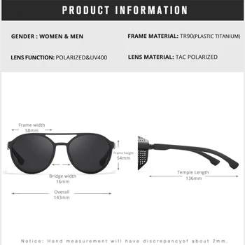 KDEAM High-end Polarizirana sončna Očala Ženske Letnik Okrogla sončna Očala Moški Vse-Ujemanje Obrazi Sunglass Zraka Luknje, namenjene KD9092