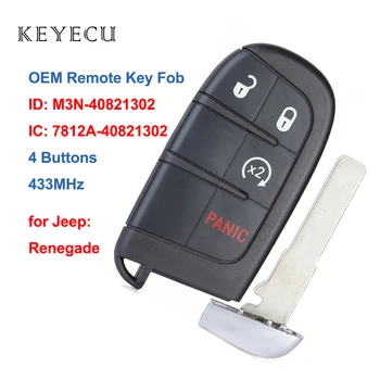 Keyecu OEM Smart Remote Key Fob 4 Gumbi 433Mhz za Jeep Renegade 2016 2017 2018 FCC ID: M3N-40821302, IC: 7812A-40821302