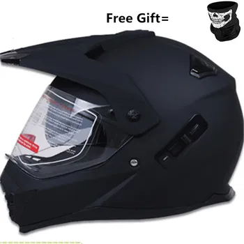 Brezplačna dostava dvojno objektiv Čelade polno motorno kolo Chopper Kolo čelada motoristična čelada z masko za darilo mat črna XS do XL