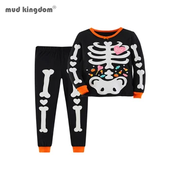 Mudkingdom Halloween Kompleti Oblačil za Fante, Dekleta Stranka Kostum za Otroka Žareče Nightware Okostje Duha Pižami
