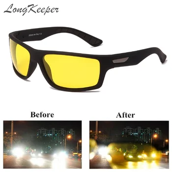 LongKeeper Voznik Sončna Očala Klasičnih Nočno Vizijo Očala Moški Ženske Polarizirana, Rumena Leče Z Anti Glare Vožnje Očala